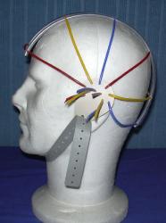 Helmet to Électro-encéphalographie with strip for adult